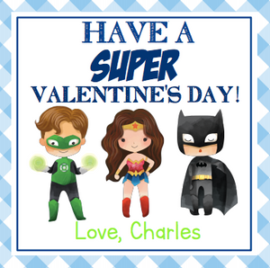 Super Hero Valentine Tags- Blue